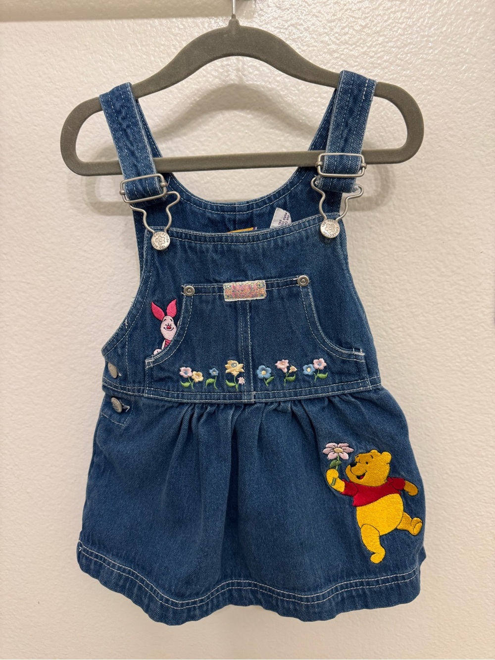 Winnie the Pooh Denim Overall Dress for Kids - Blue